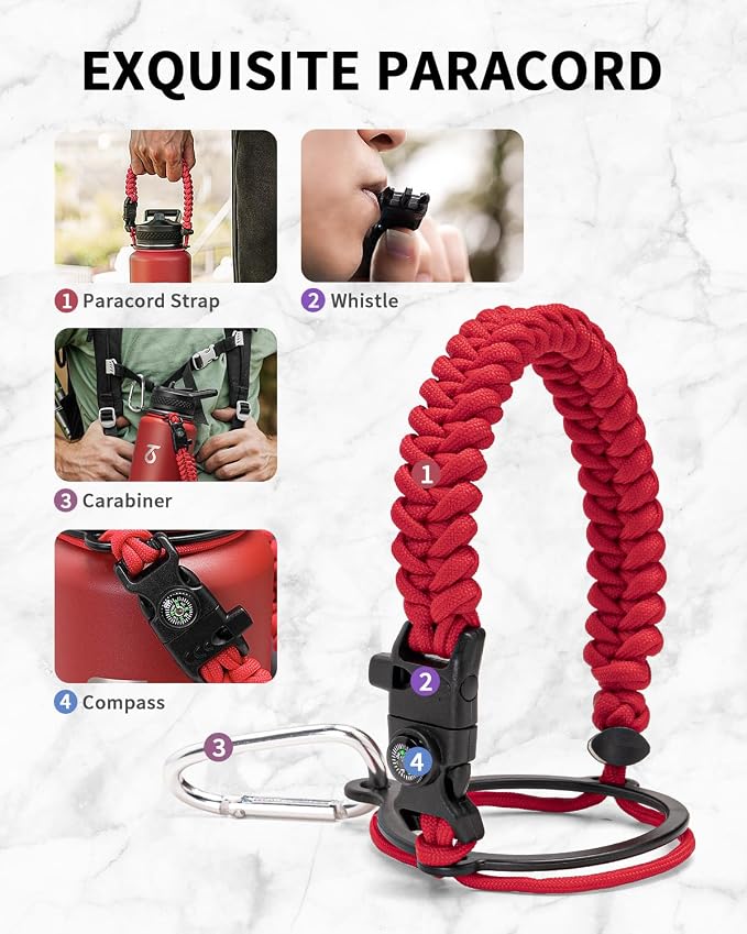 Trebo Water Bottle 40oz with Paracord Handle, Half Gallon Large Vacuum Triple - Image 4