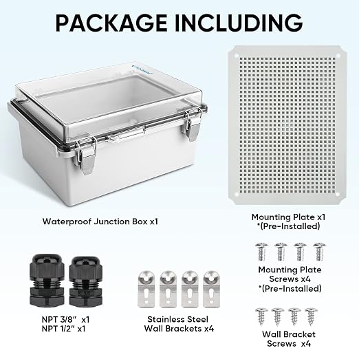 TICONN Outdoor Electrical Box Waterproof, Junction Box IP67 ABS Plastic - Image 6