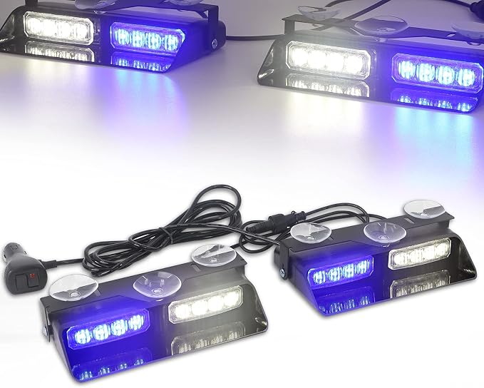 XRIDONSEN 2 in 1 Blue White Emergency Dash Strobe Lights Interior Front/Rear - Image 7