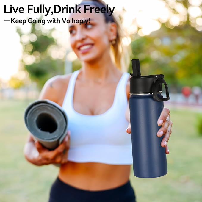 Volhoply 18oz Insulated Water Bottle Bulk 2 Pack, Kids Stainless Steel Water - Image 6