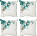 Ambesonne Turquoise Throw Pillow Cushion Case Pack of 4, Flowers Buds Leaf at by Ambesonne