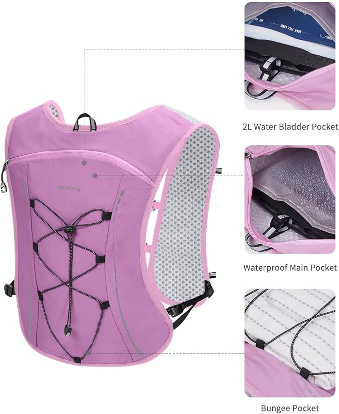 ECOHUB Running Hydration Vest Backpack, Lightweight Breathable Pack - Image 3