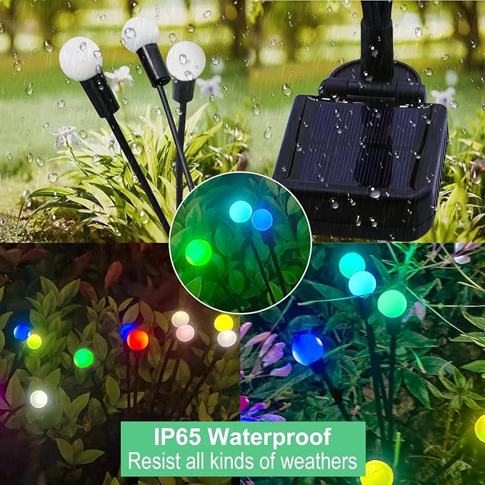 Solar Garden Lights Outdoor, 2 Pack 16 LED Solar Firefly Lights Waterproof - Image 7