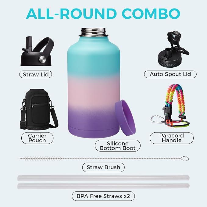 Half Gallon Water Bottle Insulated - 64 oz Water Bottle - Image 2