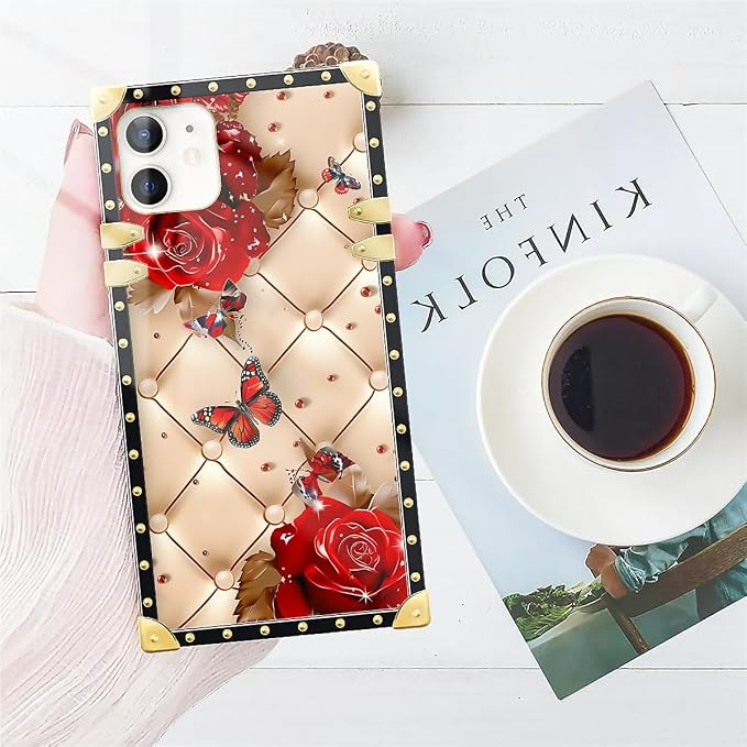 Compatible with iPhone 11 Case, Shining Red Rose Butterfly Leather Background - Image 7