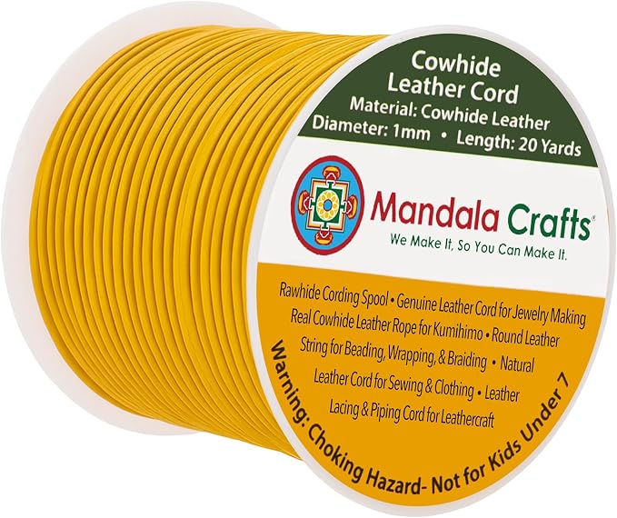 Mandala Crafts Round Genuine Mustard Yellow Leather Cord by MandalaCrafts