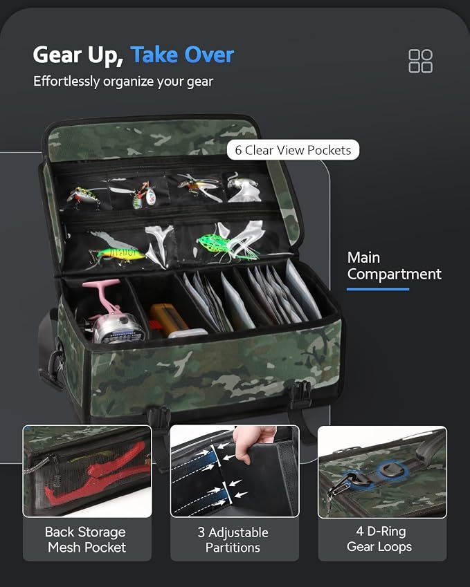 Large Fishing Tackle Bag for Soft Plastic Baits Storage, Fishing Gear Organizer - Image 2
