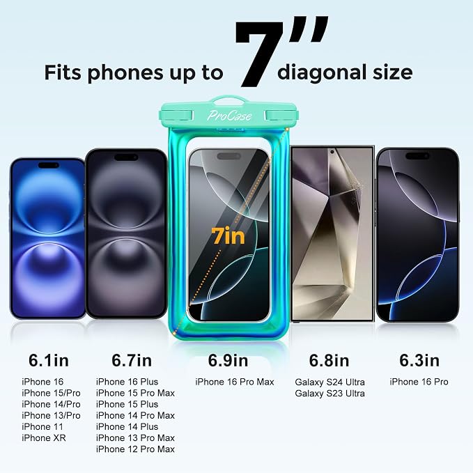 ProCase 2 Pack Floating Waterproof Phone Pouch IPX8, Universal Dry Bag Fits - Image 5