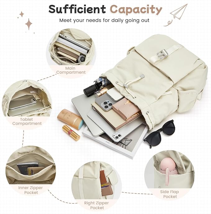 G4Free Small Backpack for Women, Nylon Casual Daypack for Work Travel Campus - Image 6