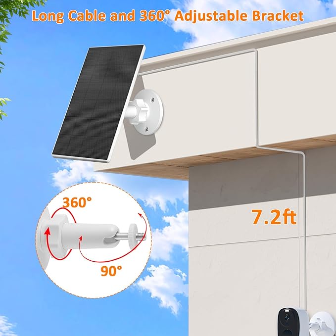 Zivif Solar Panel Charger for Security Cameras, 2W Solar Panel - Image 4