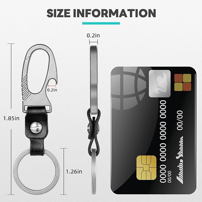 TISUR Titanium Carabiner Keychain Clip, Anti-Lost Key Ring Holder, Self-Locking - Image 2