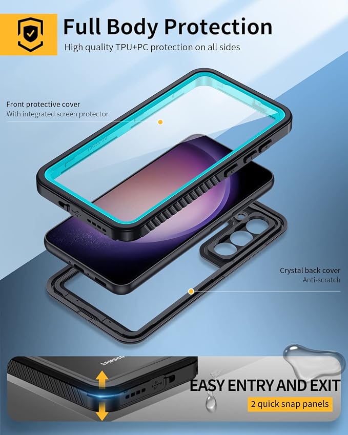 Lanhiem for Samsung Galaxy S23 Case, IP68 Waterproof Dustproof, Built-in Screen - Image 3