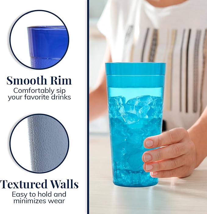 US Acrylic Café Plastic Reusable Tumblers 32-ounce Iced-Tea Cups, Coastal | - Image 4