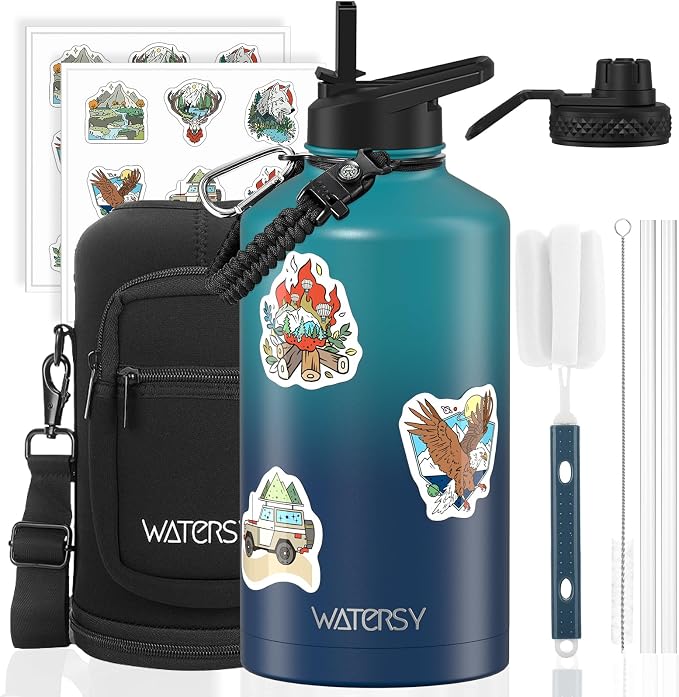 87oz Insulated Water Bottle, BPA Free&Leak Proof, 1.5 Gallon Stainless Steel by Watersy