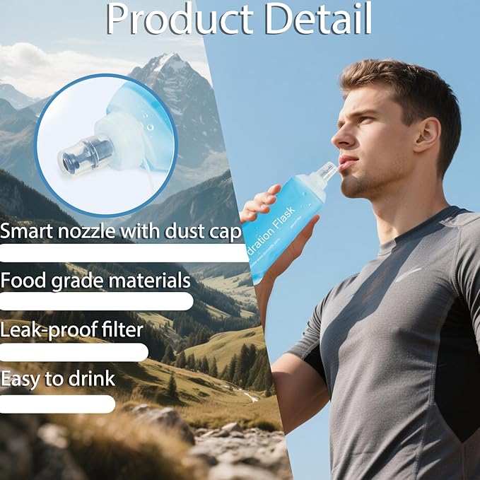CLINTT 150ml Soft Flask, Foldable Running Water Bottle, TPU Folding Soft Water - Image 5