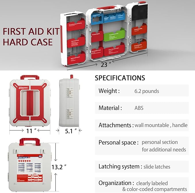 Large First Aid Kit for Business- Plastic Wall Mounted First Aid Box, Hard Case - Image 2