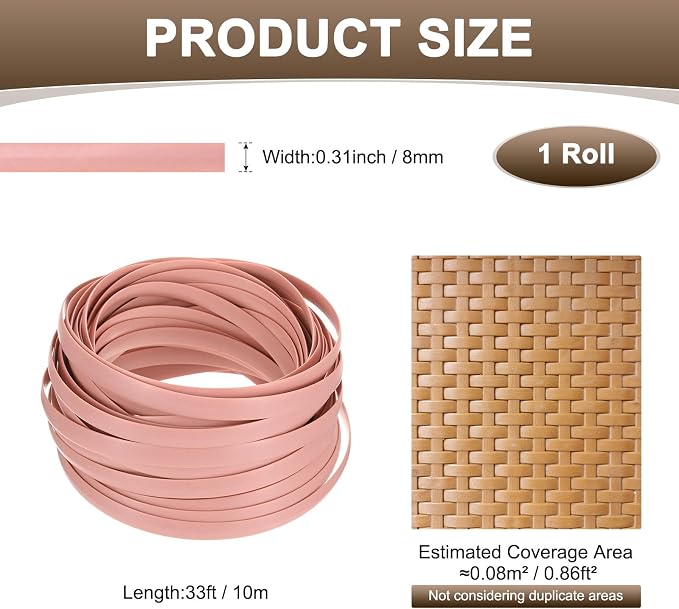 M METERXITY 1-Pack Wicker Repair Kit, 8mm x 33ft/10m Plastic Flat Rattan - Image 3