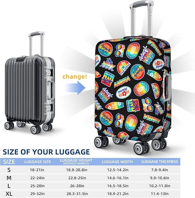Tropical Vacation Badges Elastic Luggage Cover, Suitcase Protector - Image 6