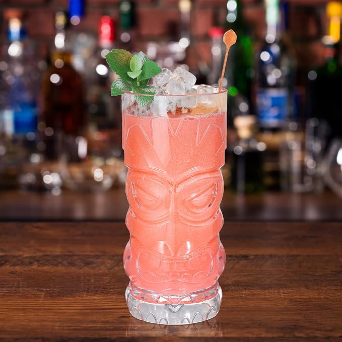 Hacaroa 8 Pack 17 Oz Plastic Tiki Cups, Mixed Drinks, Modern Bar, Restaurant - Image 9