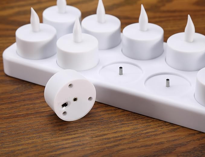 WoneNice Rechargeable Tea Lights Flickering Flameless Candles - Image 6