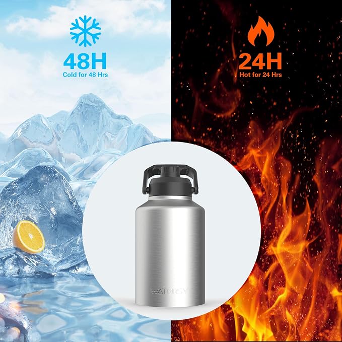 WATERSY Half Gallon Water Bottle Insulated, BPA Free&Leak Proof, 64oz Stainless - Image 2