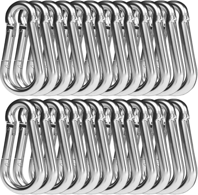 24 PCS M5 Mini Spring Carabiners, 1.97 Inch Galvanized Steel Hooks - Image 2
