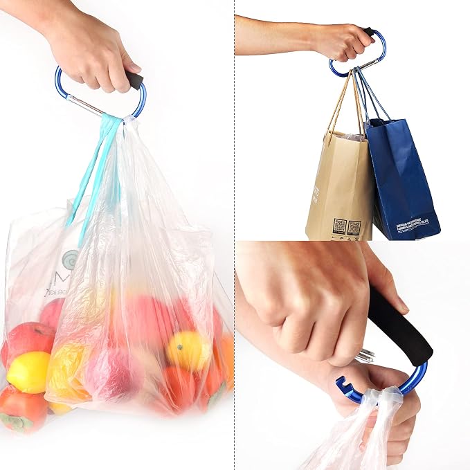 4 Pack Large Carabiner 5.5" D Style Click and Carry Bag Carrier Stroller Hooks - Image 5