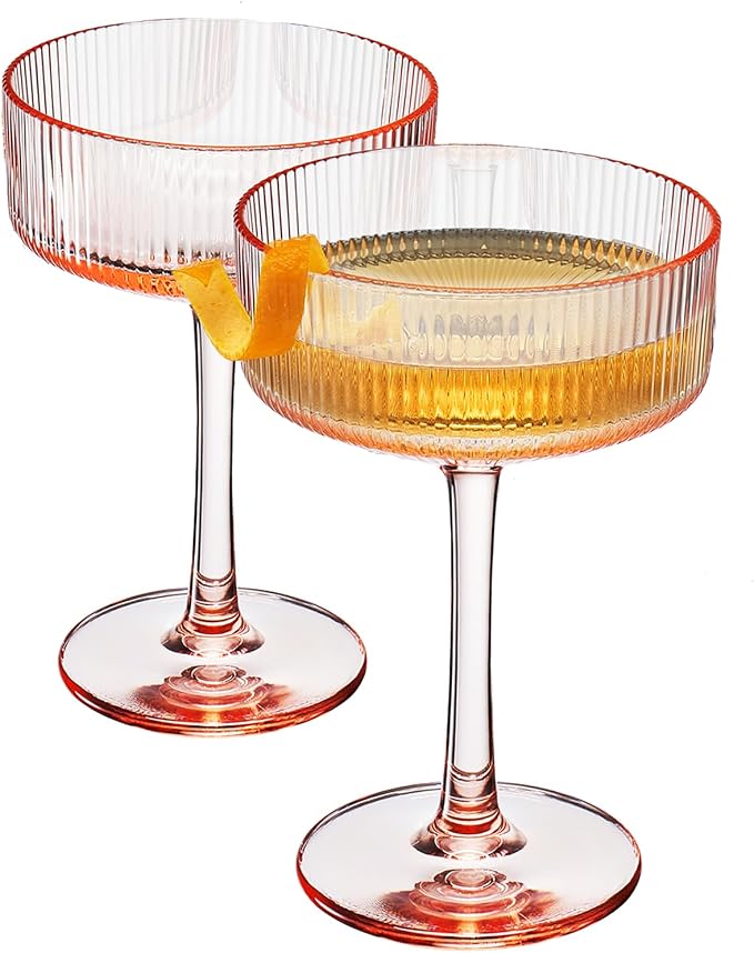 Khen Shatterproof Acrylic Ribbed Vintage Art Deco Martini, Champagne & Cocktail - Image 5