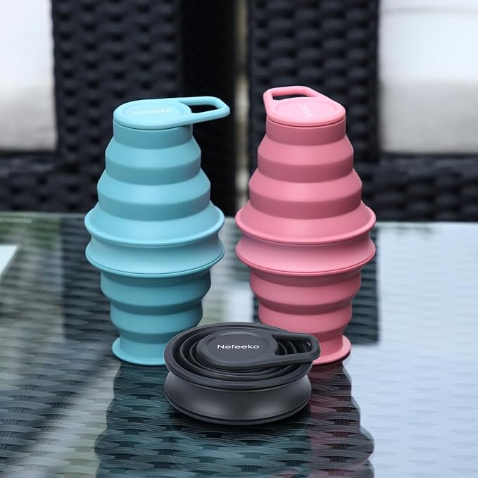 Nefeeko Collapsible Water Bottle, 17oz Reuseable BPA Free Silicone Foldable - Image 6