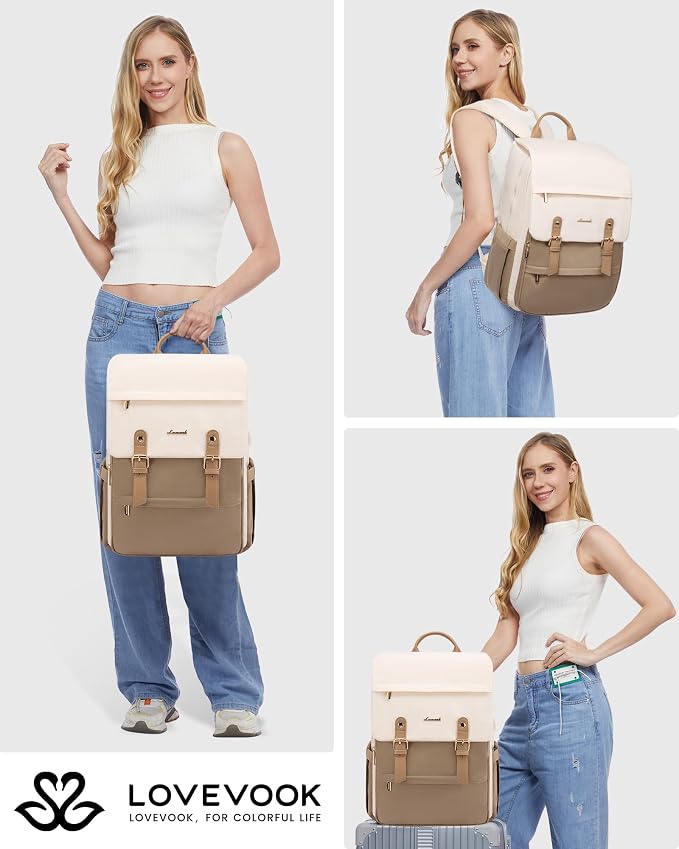 LOVEVOOK Laptop Backpack Purse for Women Fashion Vintage Computer Backpack 17 - Image 6