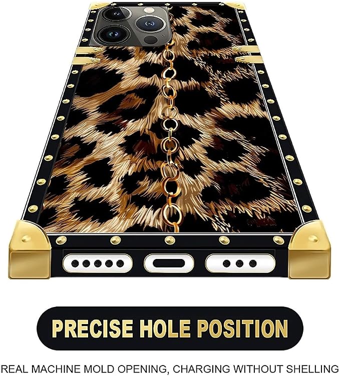 Compatible with iPhone 16 Pro Max Case, Seamless Gold Chain Leopard Luxury - Image 5