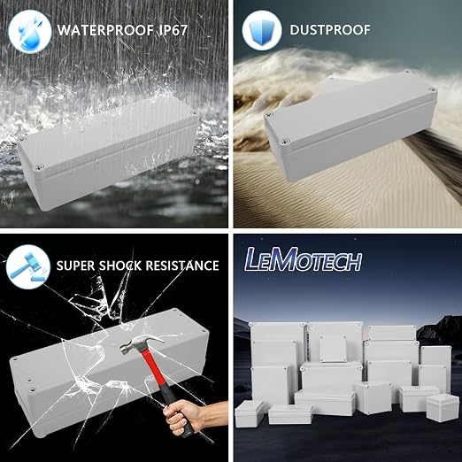 LeMotech IP67 Waterproof Junction Box ABS Plastic Project Box Dustproof - Image 8