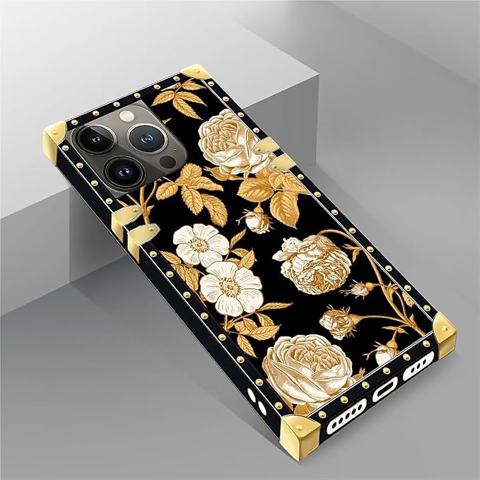 Compatible with iPhone 14 Pro Case, Blooming Rose Golden Flower Luxury Golden - Image 5