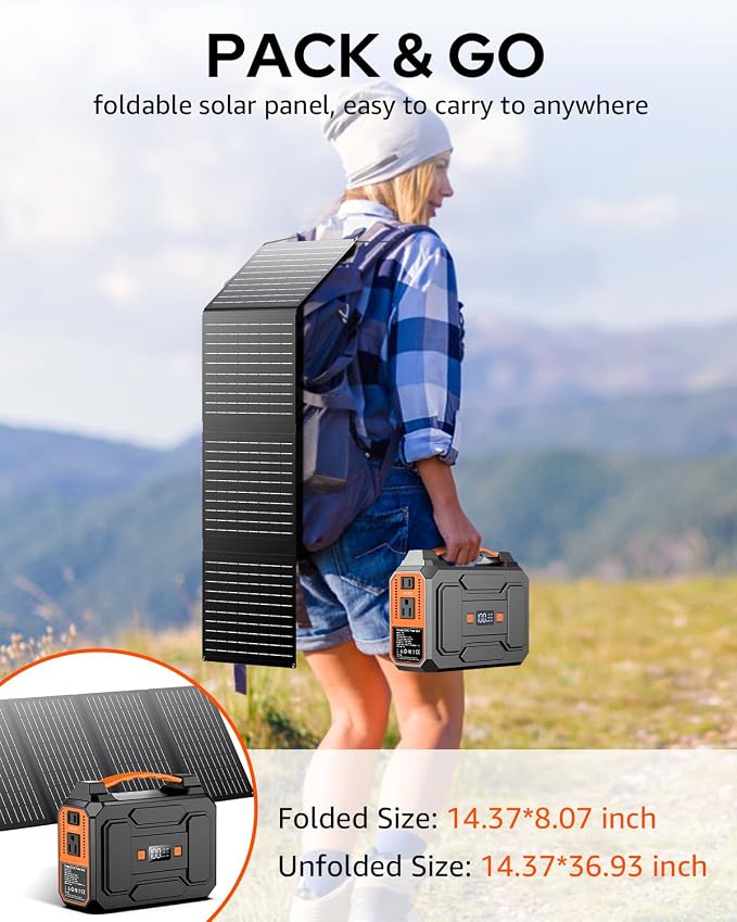Solar Powered Generator 200W Peak/100W Rated, Portable Solar Generator Power - Image 6
