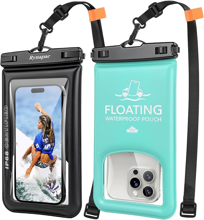 Waterproof Phone Pouch Floating 2 Pack, IP68 Waterproof Phone Case by Rynapac