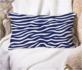 EKOBLA Zebra Stripe 12x20 Pillow Case Distressed Navy Blue White Animal Skin by EKOBLA