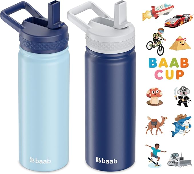 baab 18oz Kids Water Bottle, Insulated Water Bottle by baabKidWatterBottle