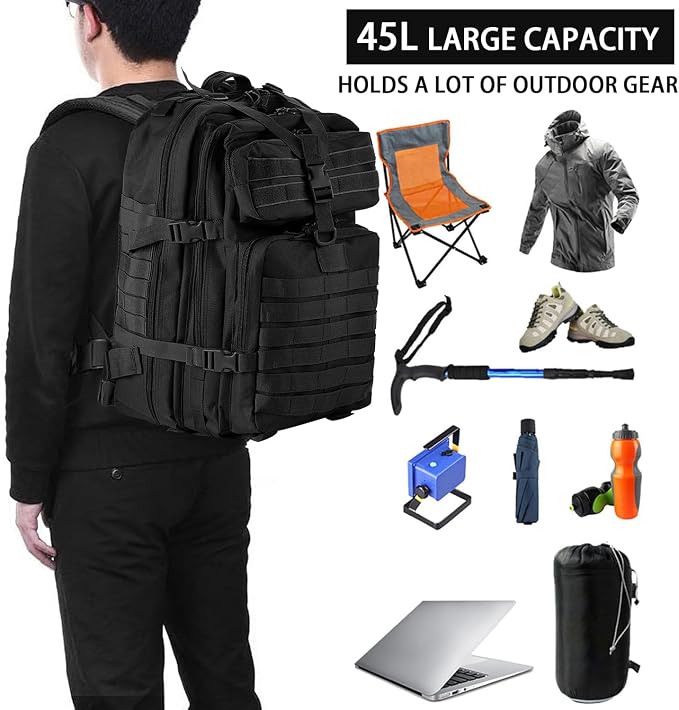 aiGear Tactical Backpack for Men, 45L Military Backpack, 3-Day Bug Out Bag for - Image 2