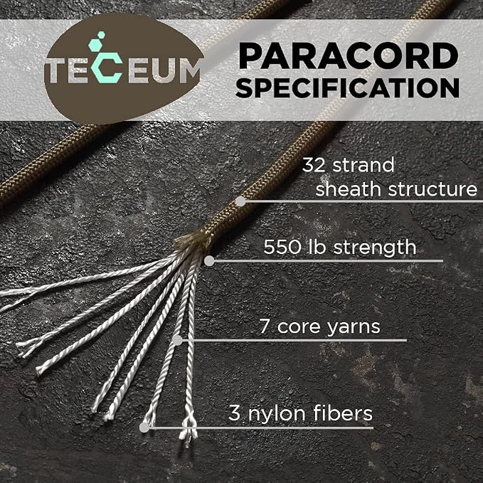 TECEUM 5/32" Paracord Rope 1000 – 1000ft / 200ft / 100ft / 50ft – Tactical - Image 2