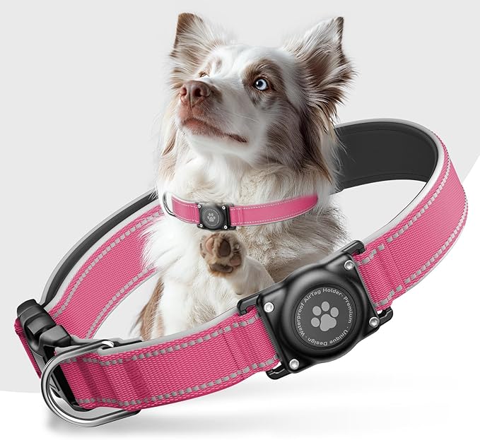 AirTag Dog Collar, IP68 Waterproof Air Tag Dog Collar Holder, Reflective by FURRIGO