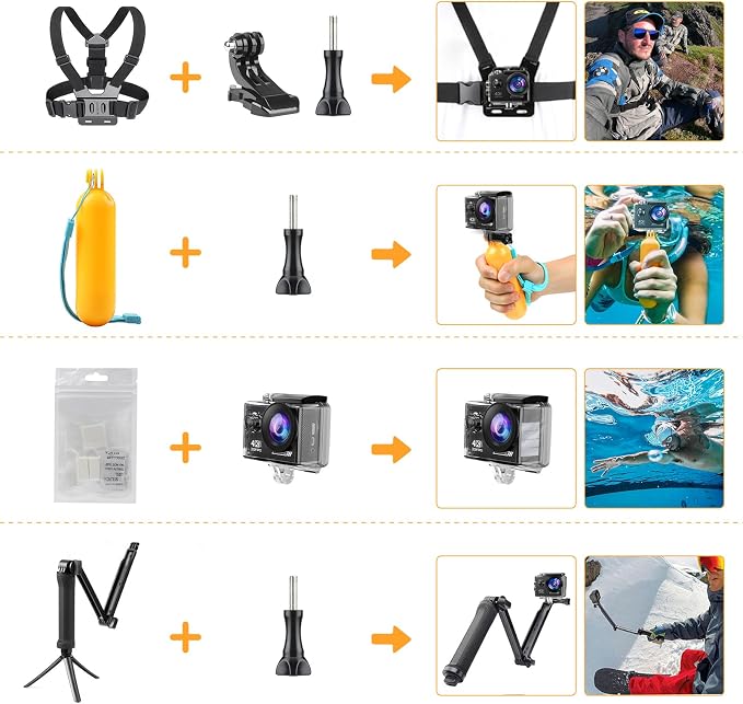 Action Camera Accessories Kits Bundle, Floating Handle Grip/Selfie Stick Tripod - Image 6