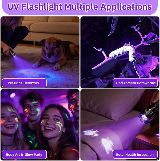 6Pack Small UV Flashlight Black Light, 395nm UV Light Flashlights, Portable LED - Image 7