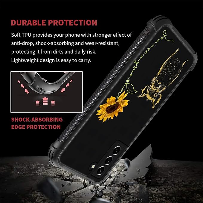 for Samsung Galaxy S21 FE Case, Pig Sunflower Yellow Sunshine Pattern Graphic - Image 6