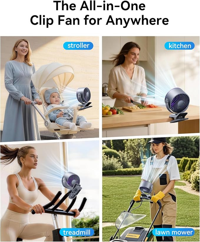 KIMMOO Portable Clip on Fan, 100-Speed Rechargeable USB Fan - Image 9