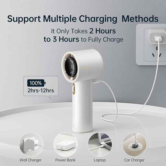 JISULIFE Portable Handheld Fan, Speed Adjustable Turbo Mini and 3600mAh Battery - Image 7
