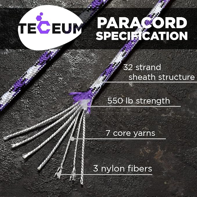 TECEUM 5/32" Paracord Rope 1000 – 1000ft / 200ft / 100ft / 50ft – Tactical - Image 2