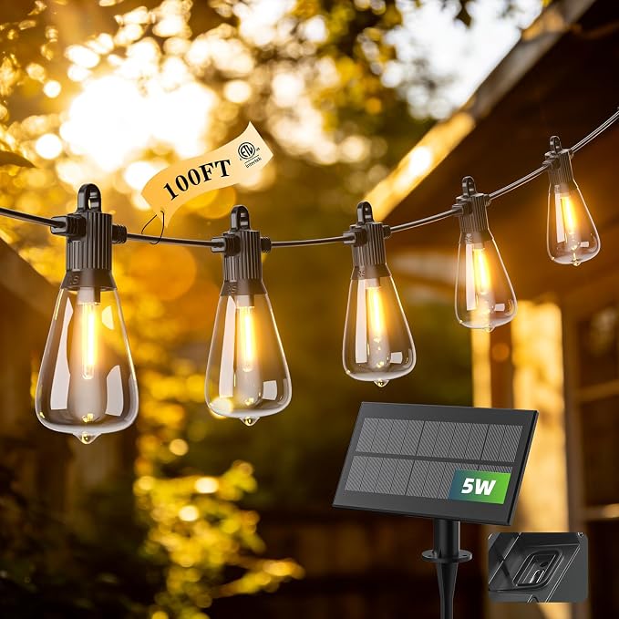 100FT Solar String Lights Outdoor Waterproof IP65 by FOOMAN