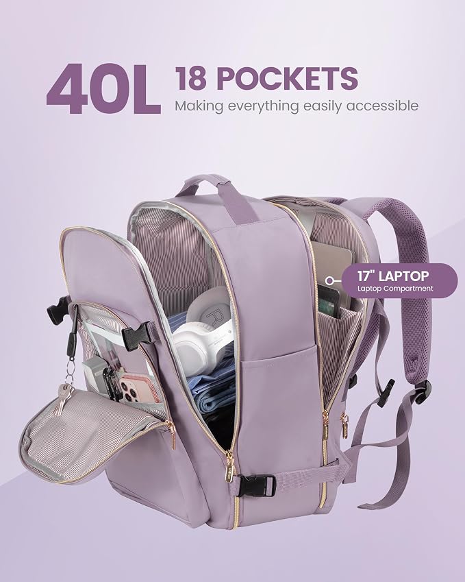 LOVEVOOK Travel Backpack for Women & Men 40L, Airline Approved Carry On - Image 3