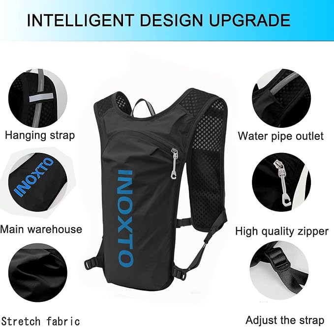 INOXTO Running Hydration Vest Backpack, Lightweight Insulated Pack - Image 2