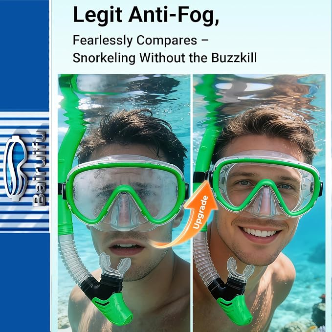 Bairuifu 2-Pack Snorkel Gear for Adults | Enhanced Anti-Fog & Anti-Leak - Image 2